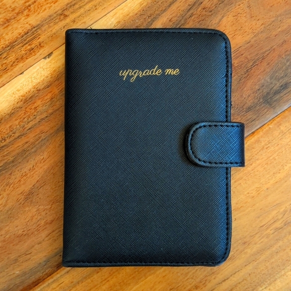 Black Upgrade Me Faux Leather Passport Cover Jetset Traveler - Picture 1 of 6